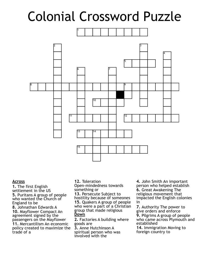 Colonial Crossword Puzzle