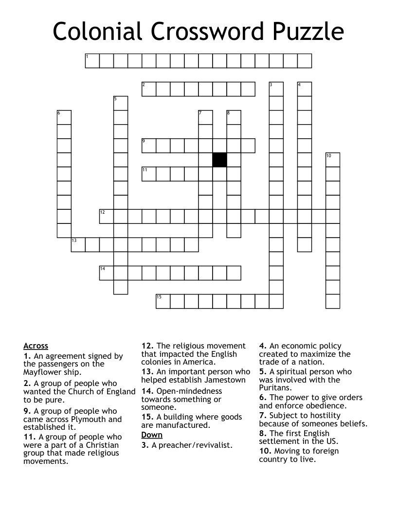 Colonial Crossword Puzzle
