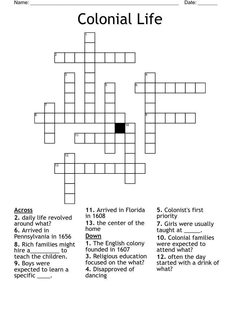 Colonial Life Crossword