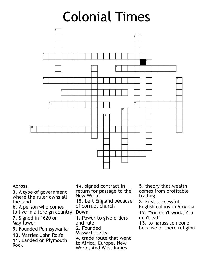 Colonial Times Crossword