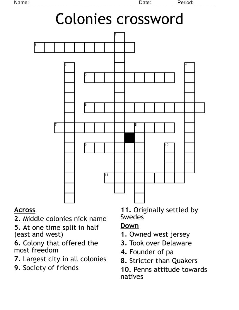 Colonies crossword