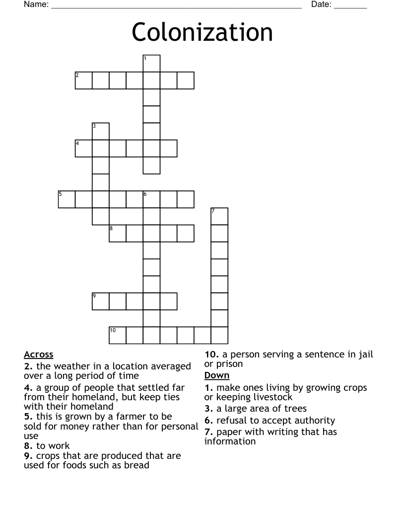 Colonization Crossword