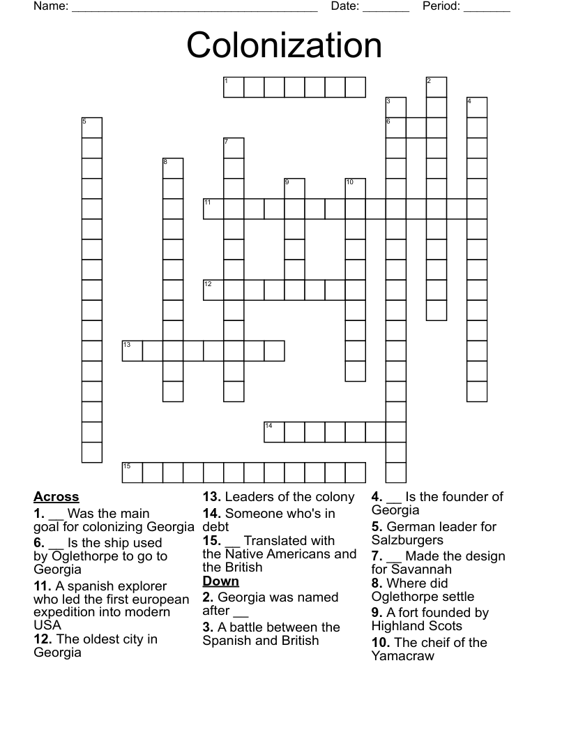 Colonization Crossword