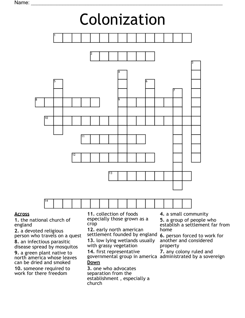 Colonization Crossword