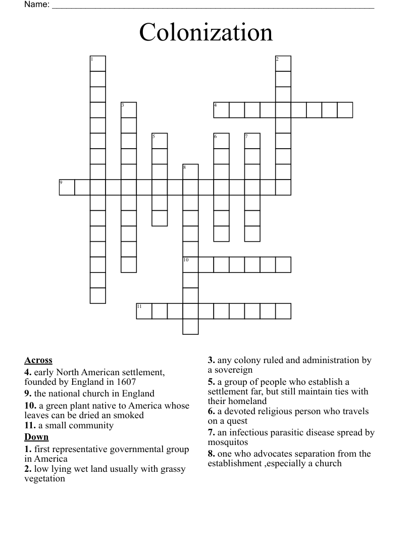 Colonization Crossword