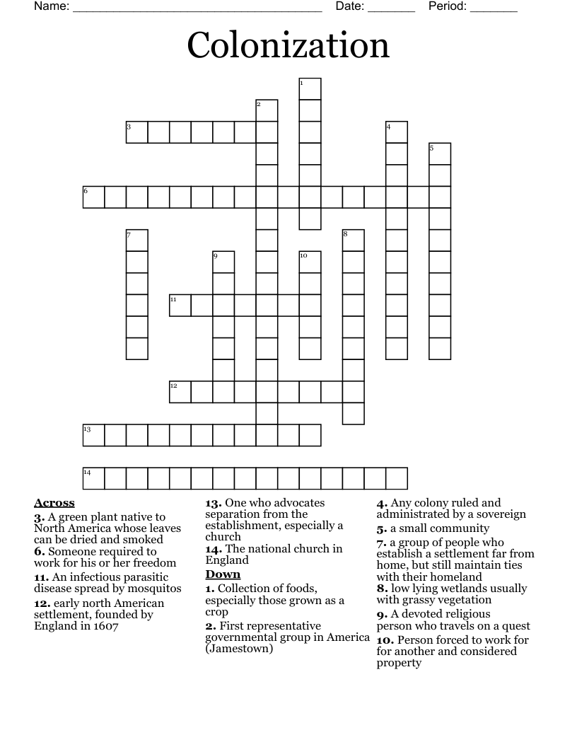 Colonization Crossword