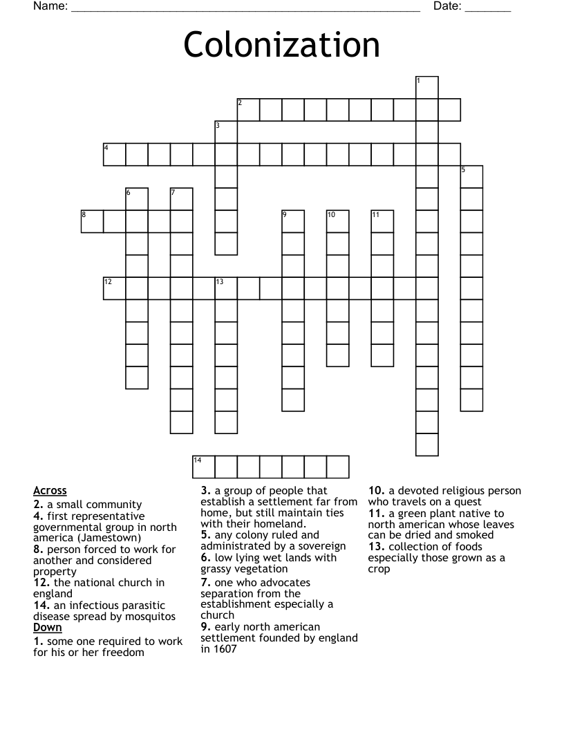 Colonization Crossword