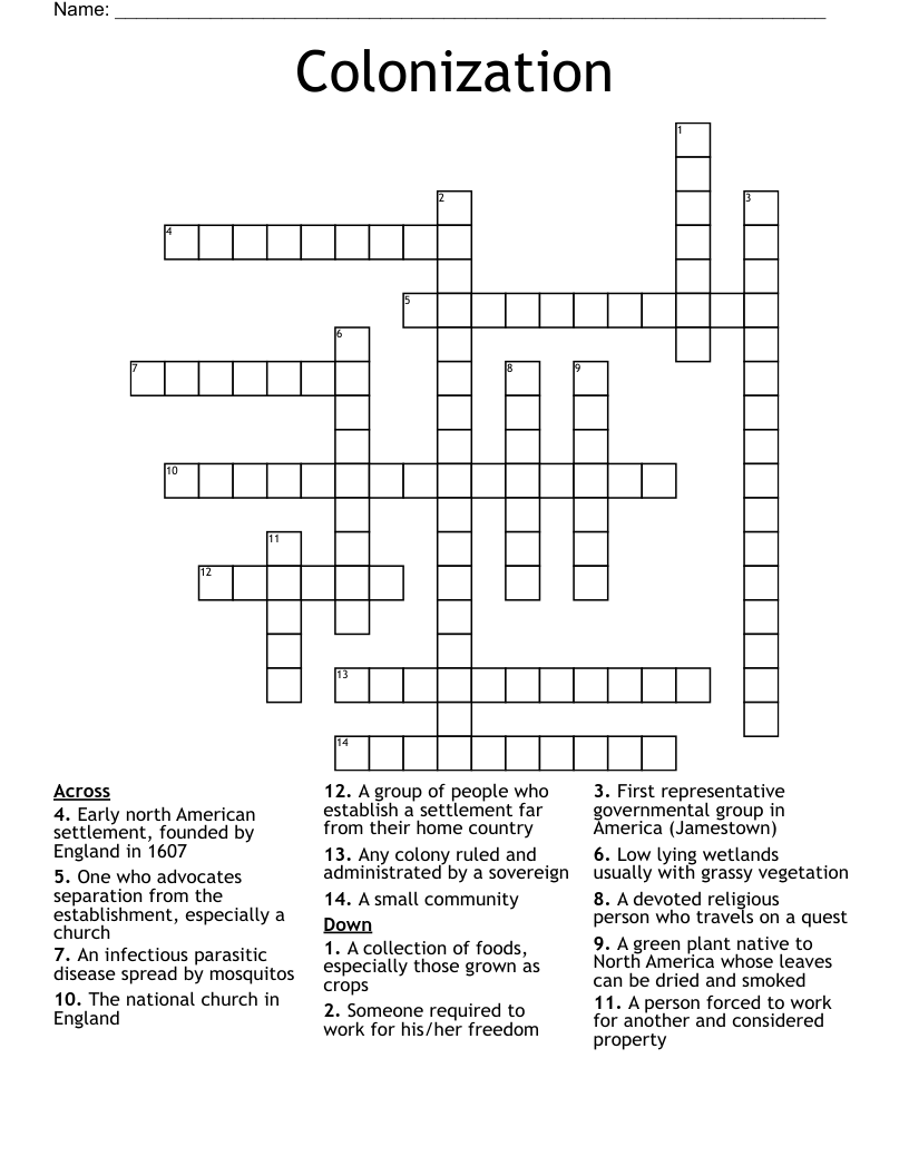 Colonization Crossword