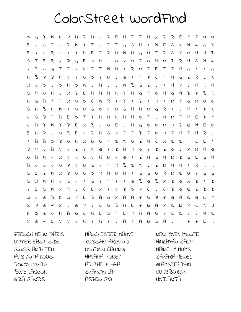 ColorStreet WordFind Word Search