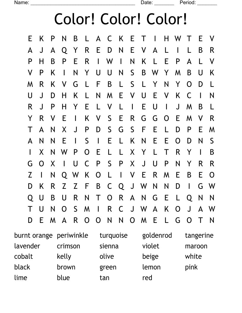Color! Color! Color! Word Search