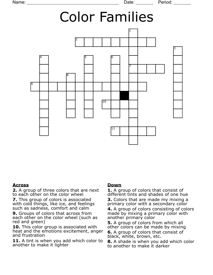 Color Families Crossword