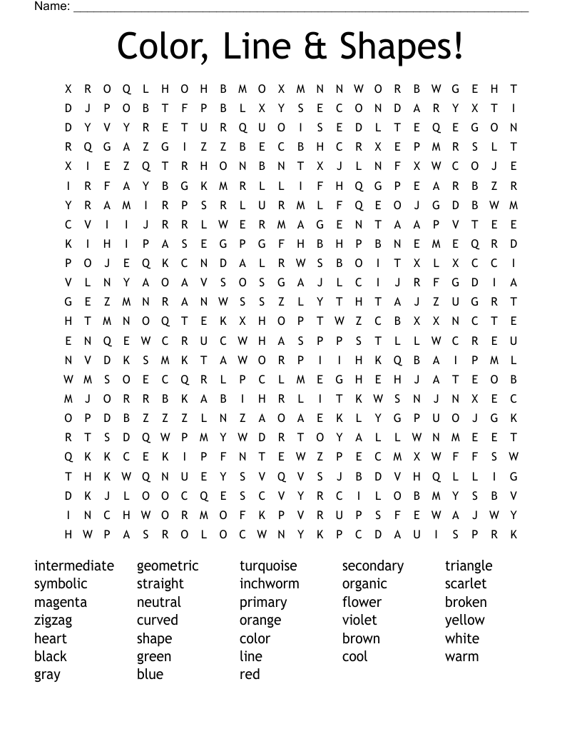 Color, Line & Shapes! Word Search