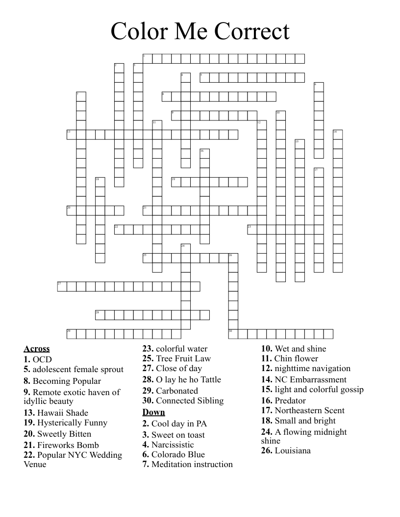 Color Me Correct Crossword