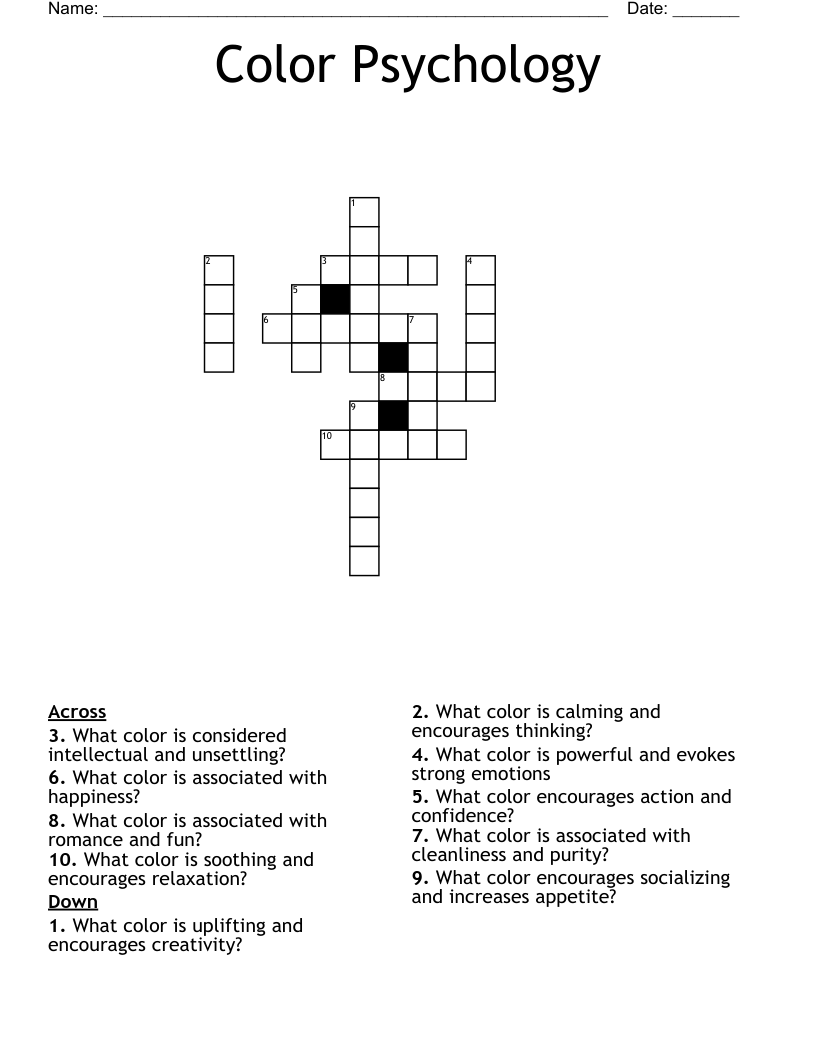 Color Psychology Crossword