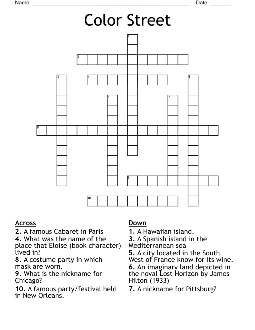 Color Street Crossword