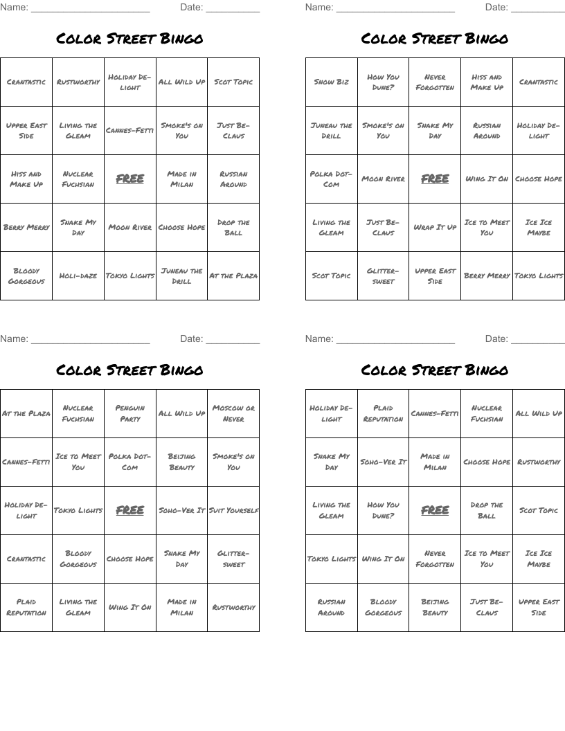 Color Street Bingo