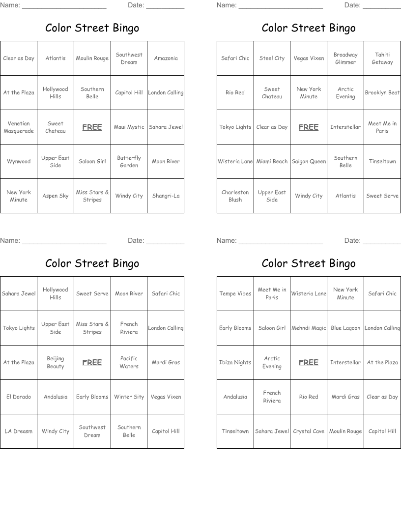 Color Street Bingo
