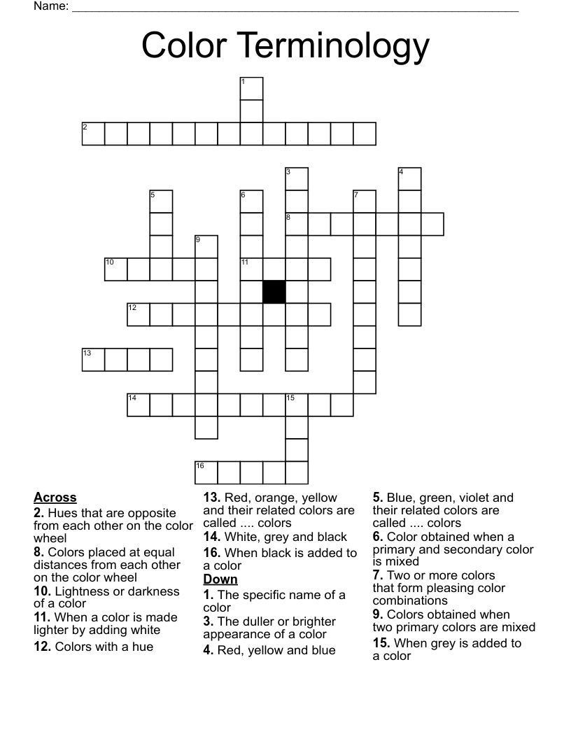 Color Terminology Crossword