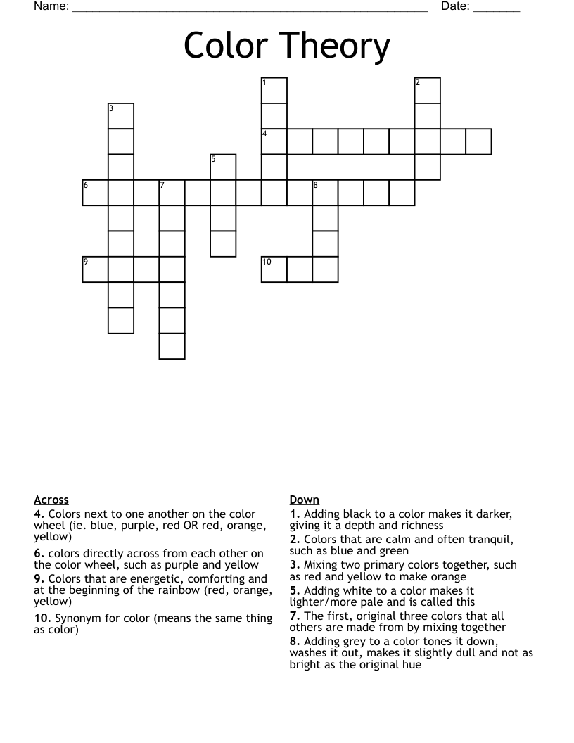 Color Theory Crossword