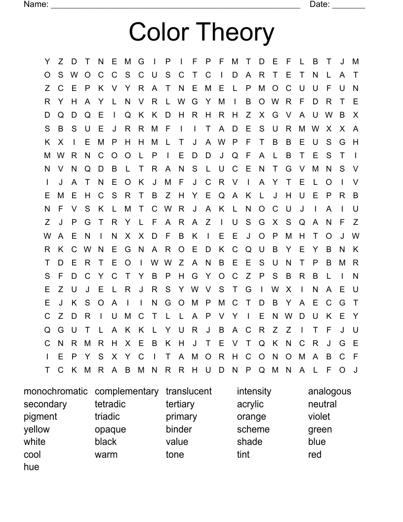 Color Theory Word Search