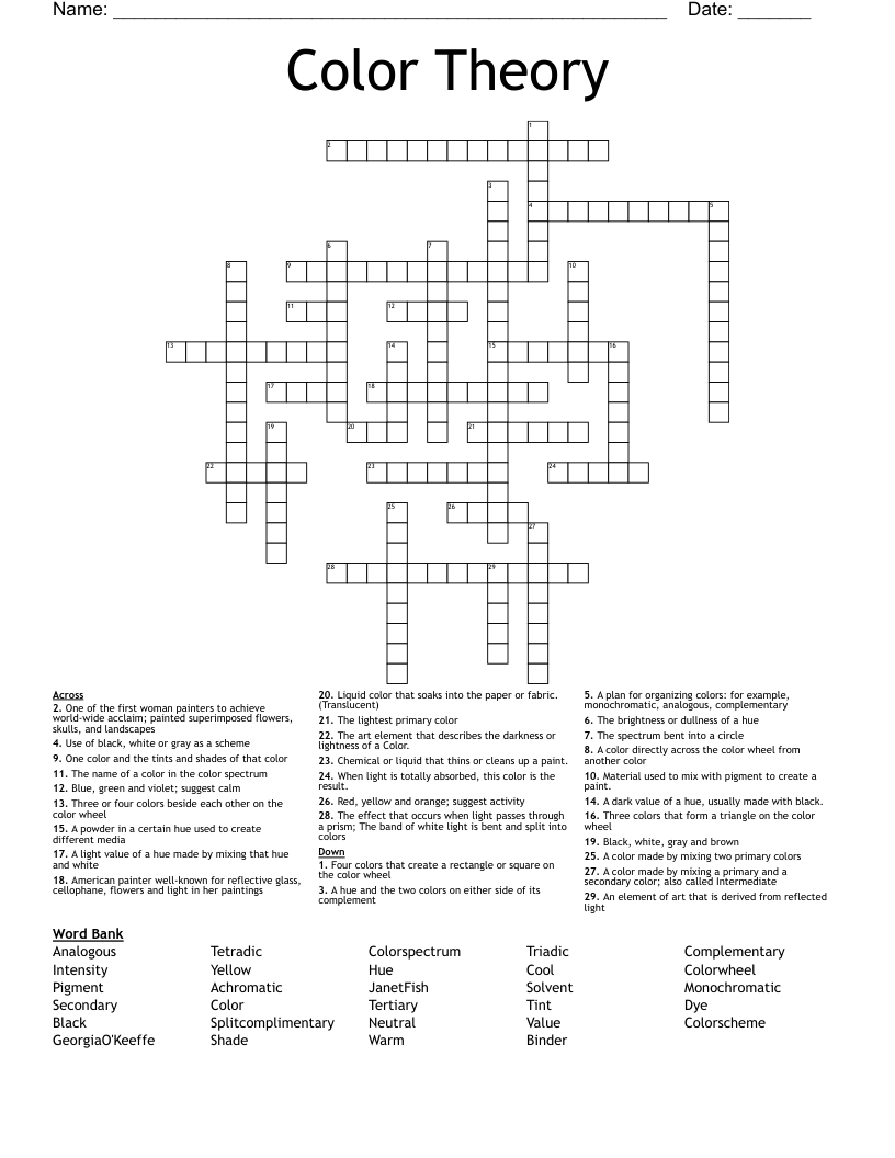 Color Theory Crossword