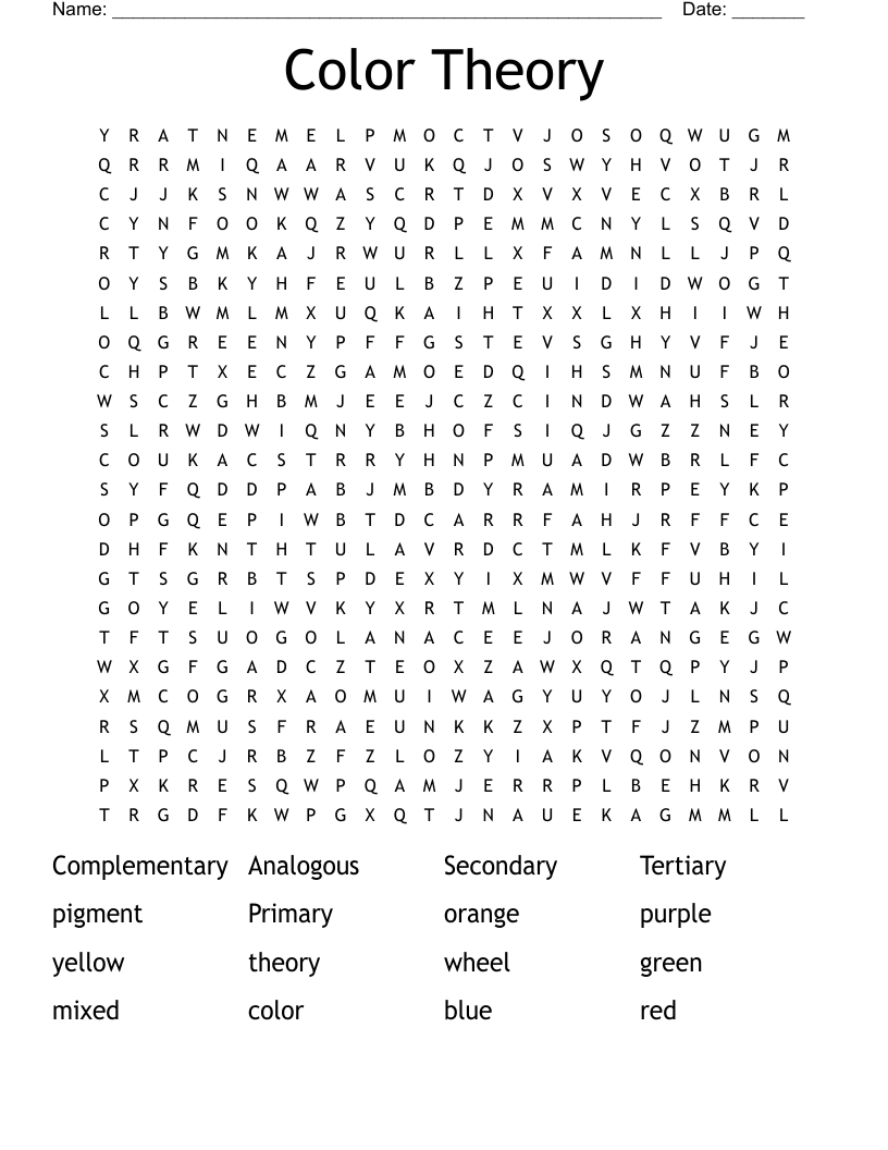 Color Theory Word Search