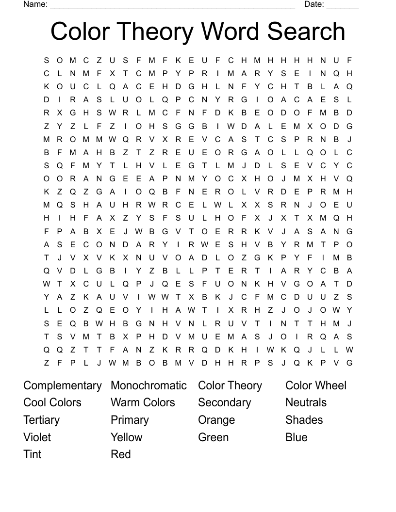 Color Theory Word Search