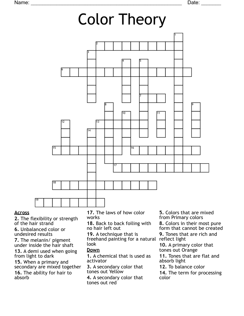 Color Theory  Crossword