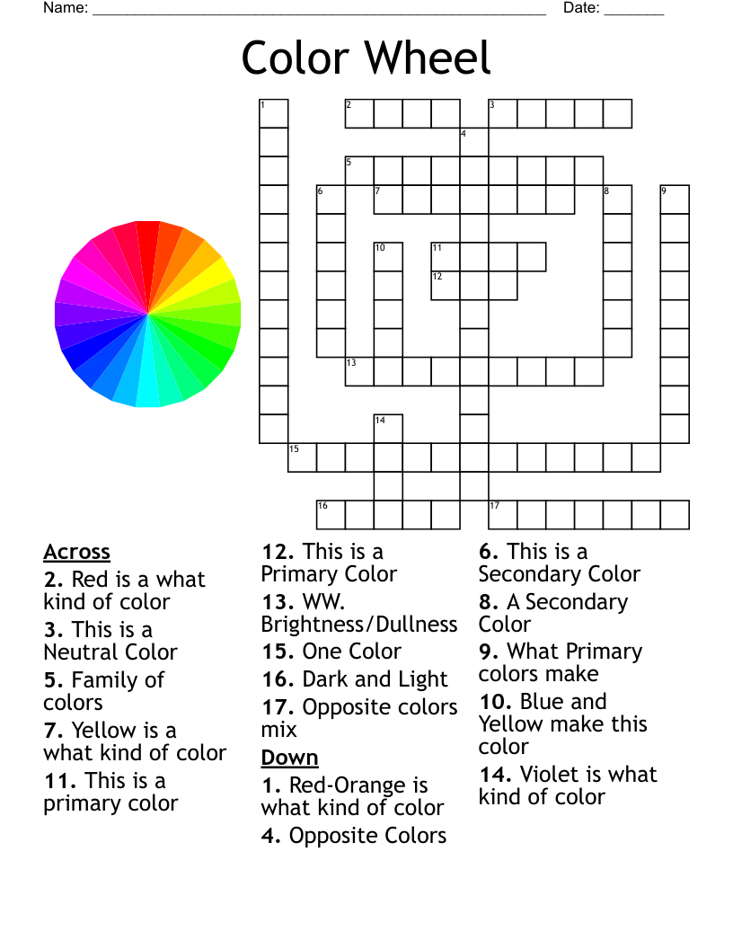 Color Wheel Crossword
