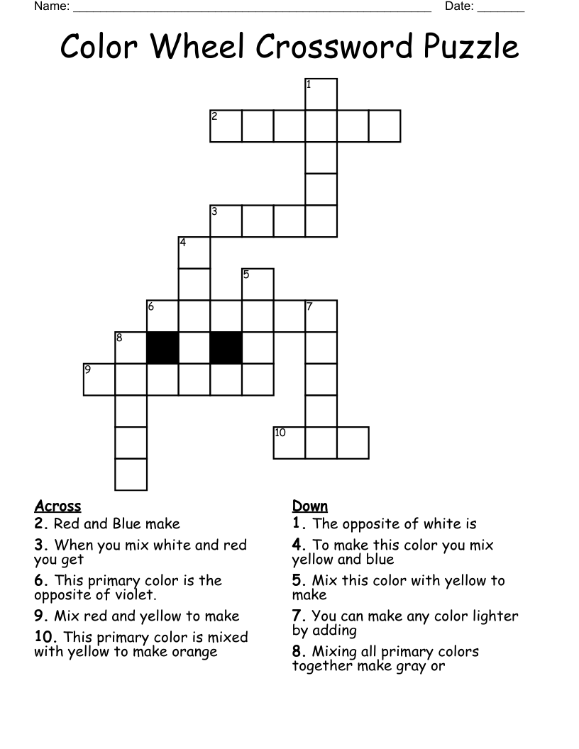 Color Wheel Crossword Puzzle