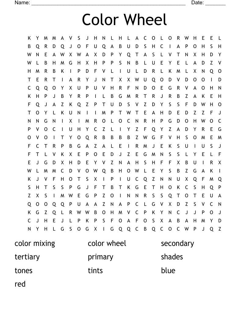 Color Wheel  Word Search