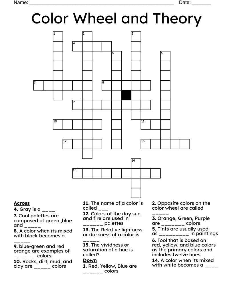 Color Wheel and Theory Crossword