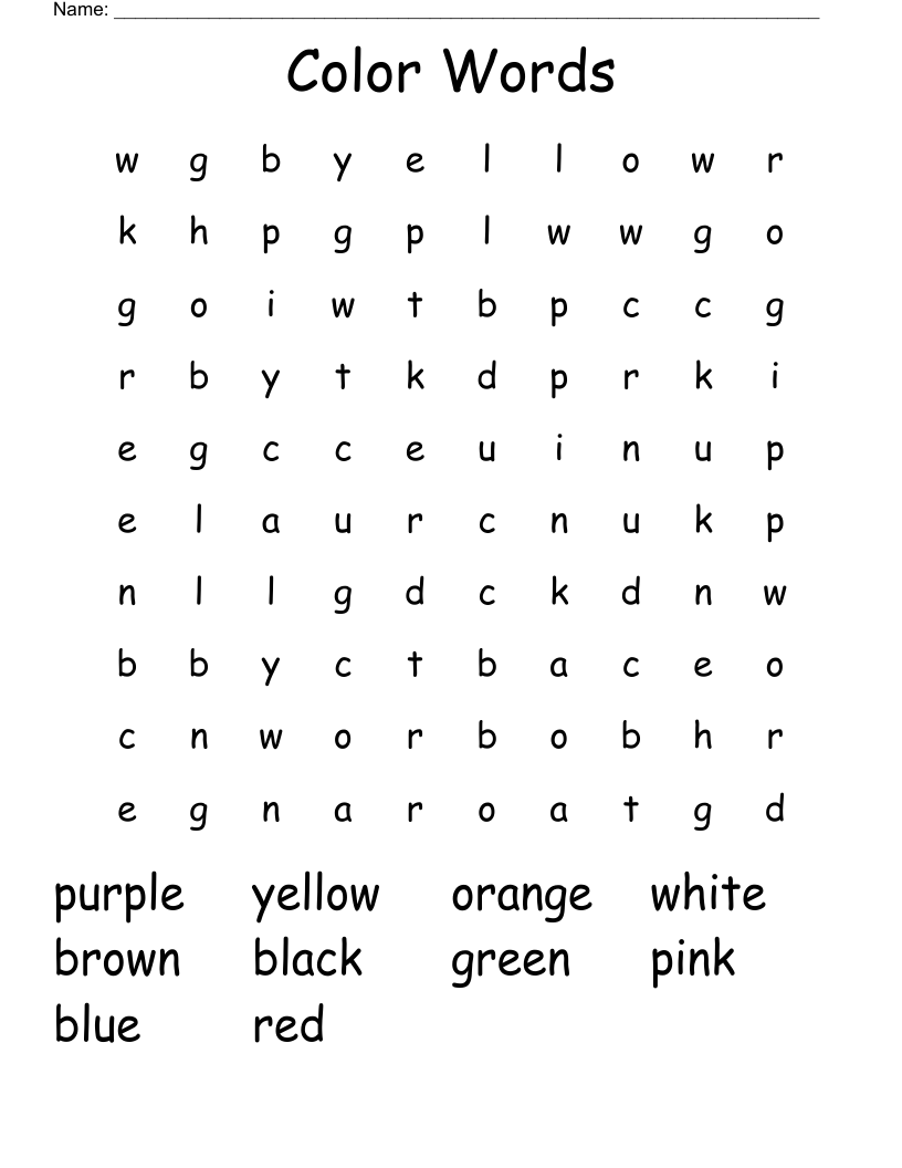 Color Words Word Search