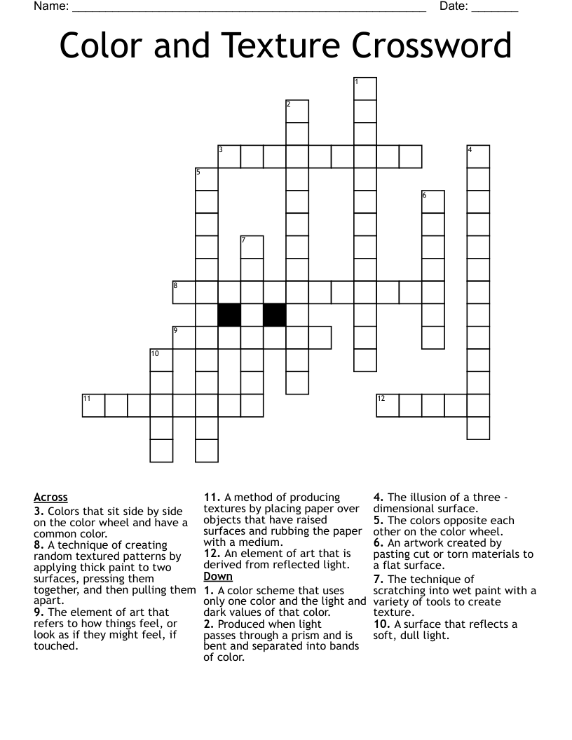 Color and Texture Crossword