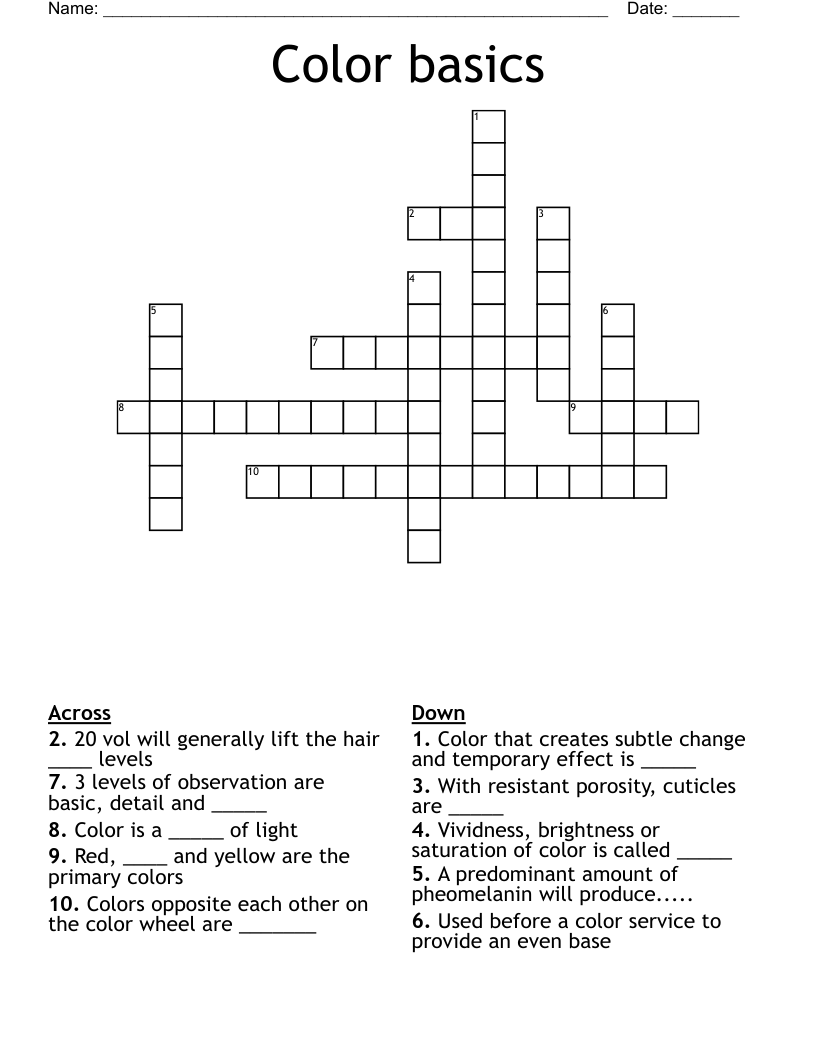 Color basics  Crossword