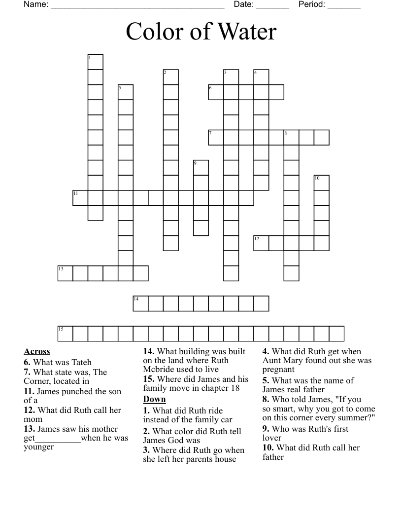 Color of Water Crossword
