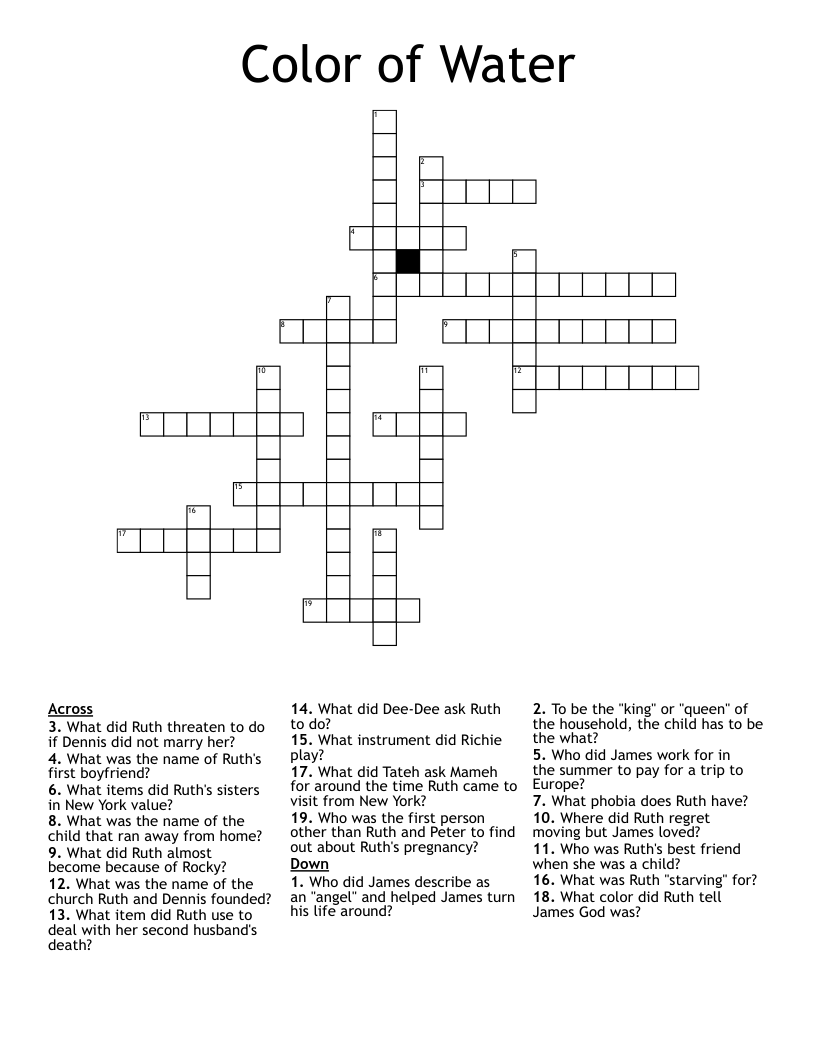 Color of Water Crossword