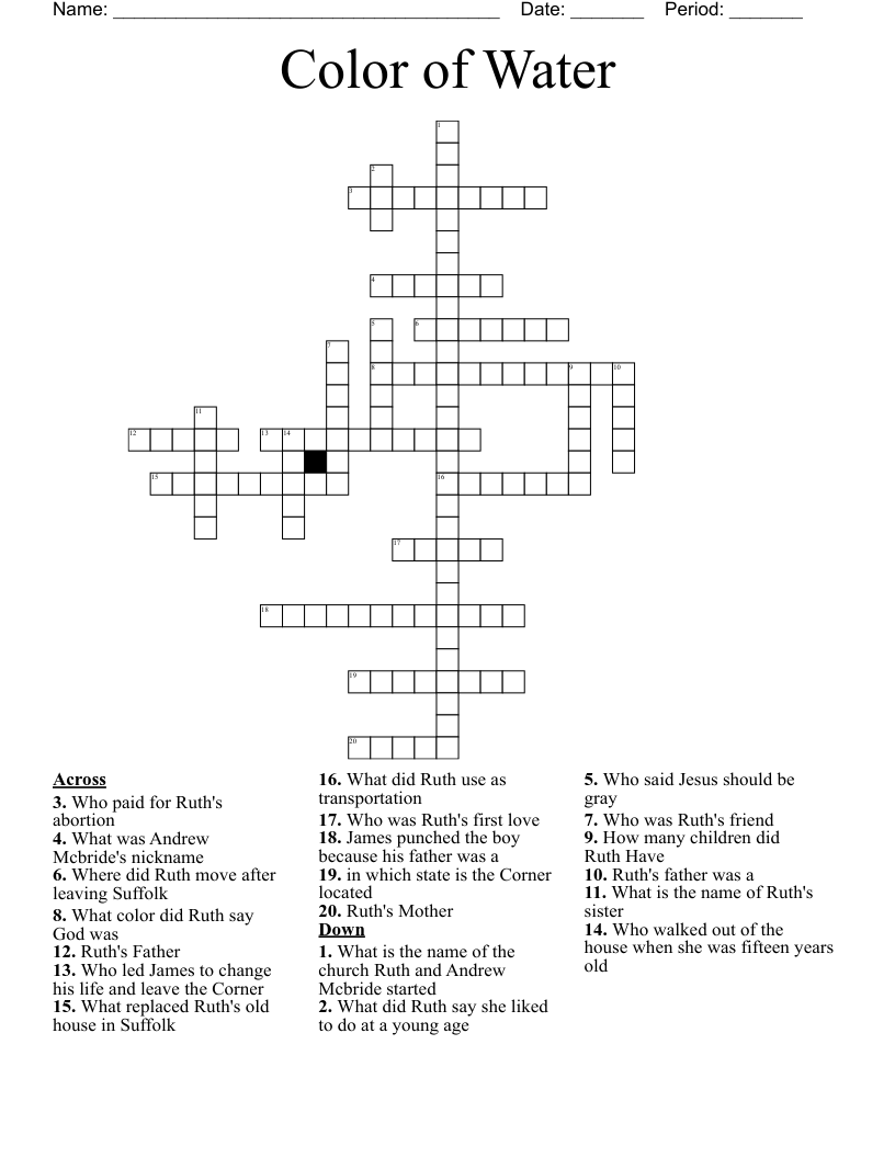 Color of Water  Crossword