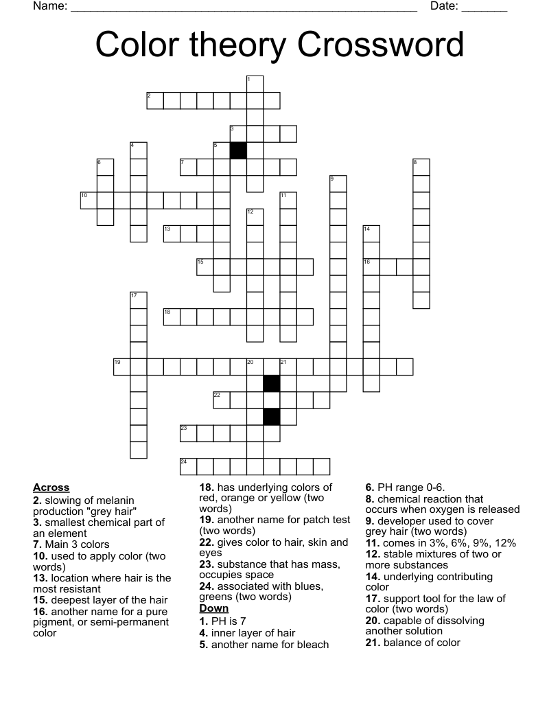 Color theory Crossword