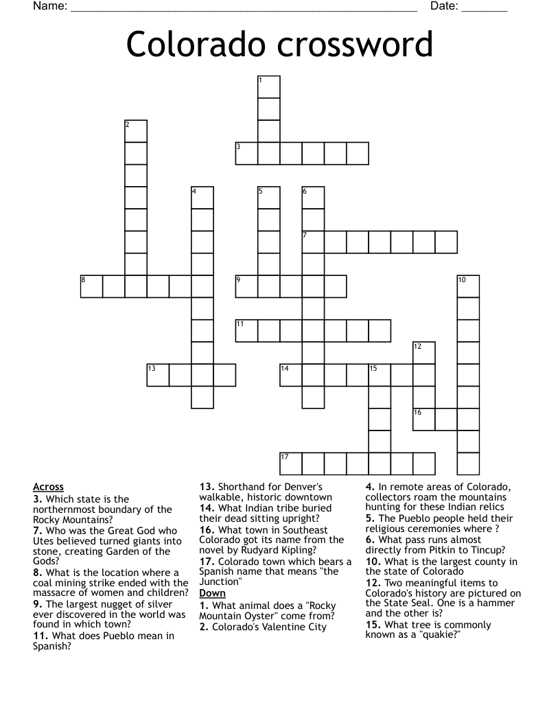 Colorado  crossword