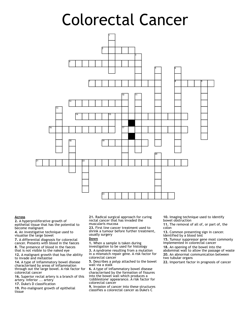 Colorectal Cancer Crossword