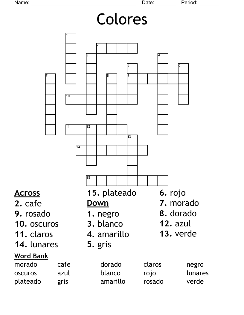 Colores Crossword