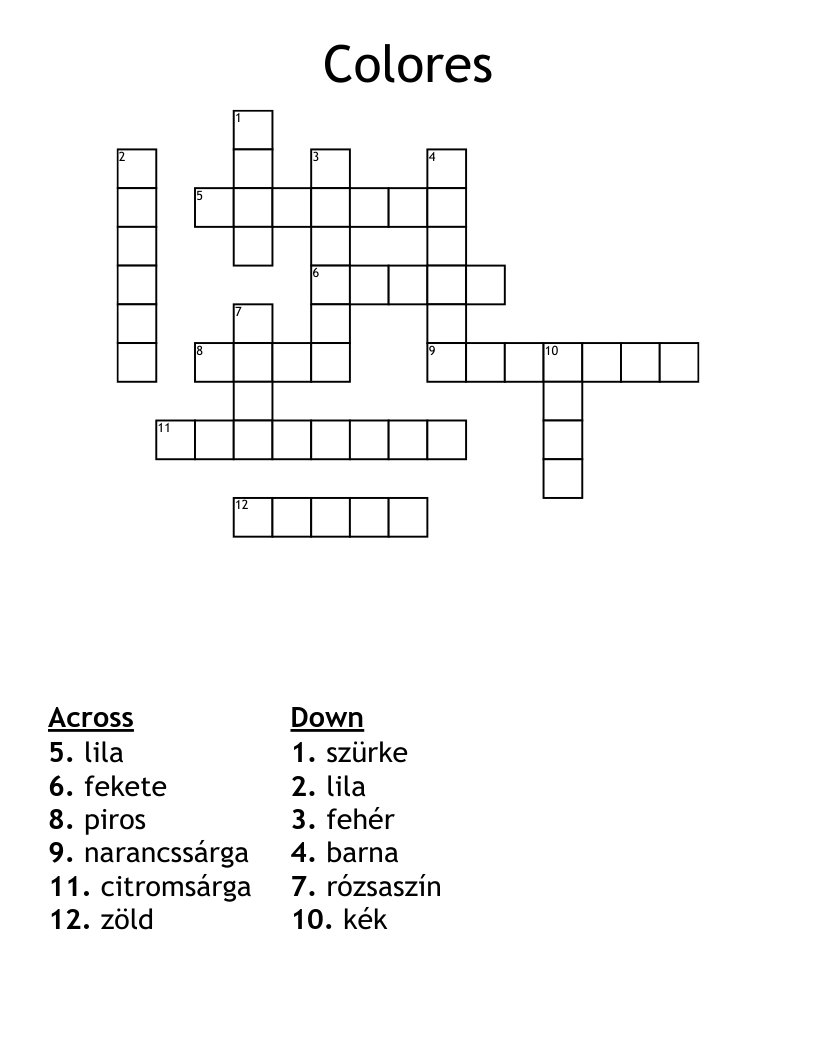 Colores Crossword