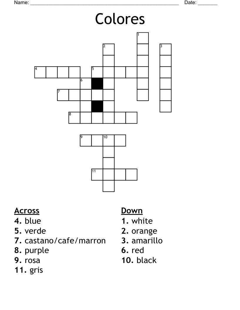 Colores Crossword