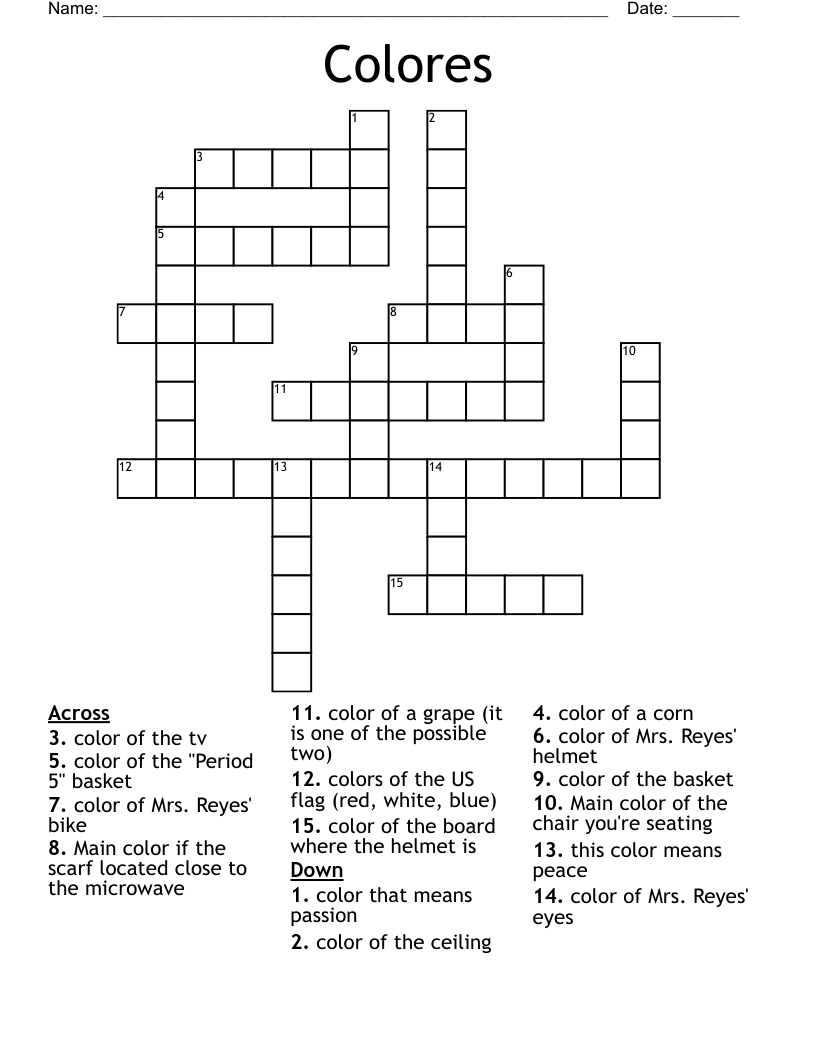 Colores Crossword