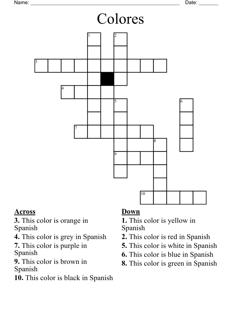 Colores  Crossword