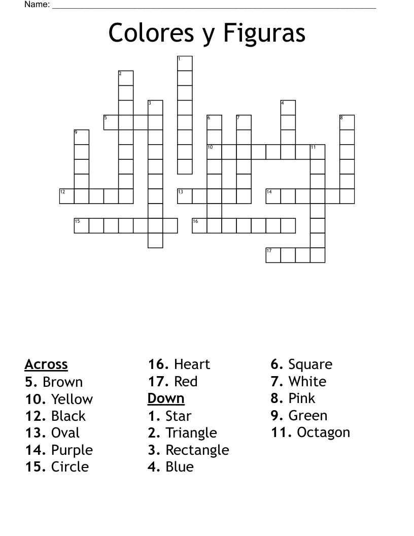 Colores y Figuras Crossword