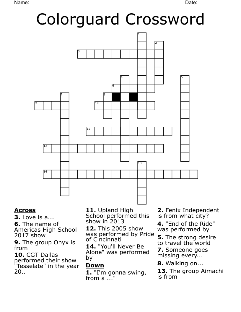 Colorguard Crossword