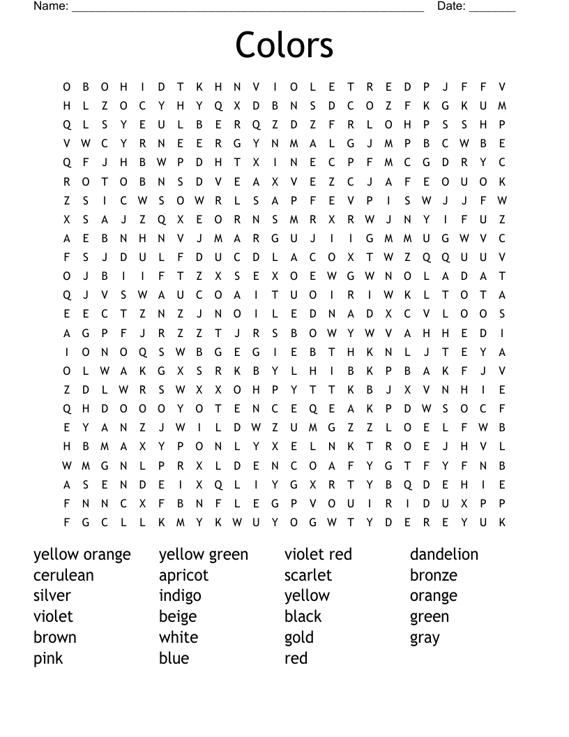Colors Word Search