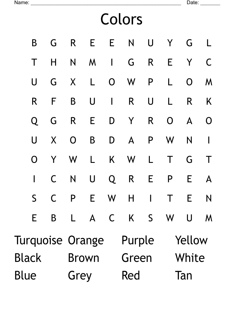 Colors Word Search